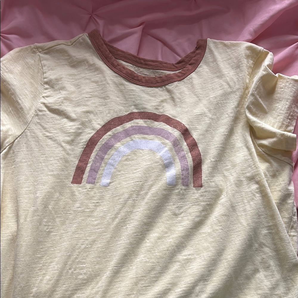 Teacher tee! Rainbow Graphic T-Shirt - Cream and Brown